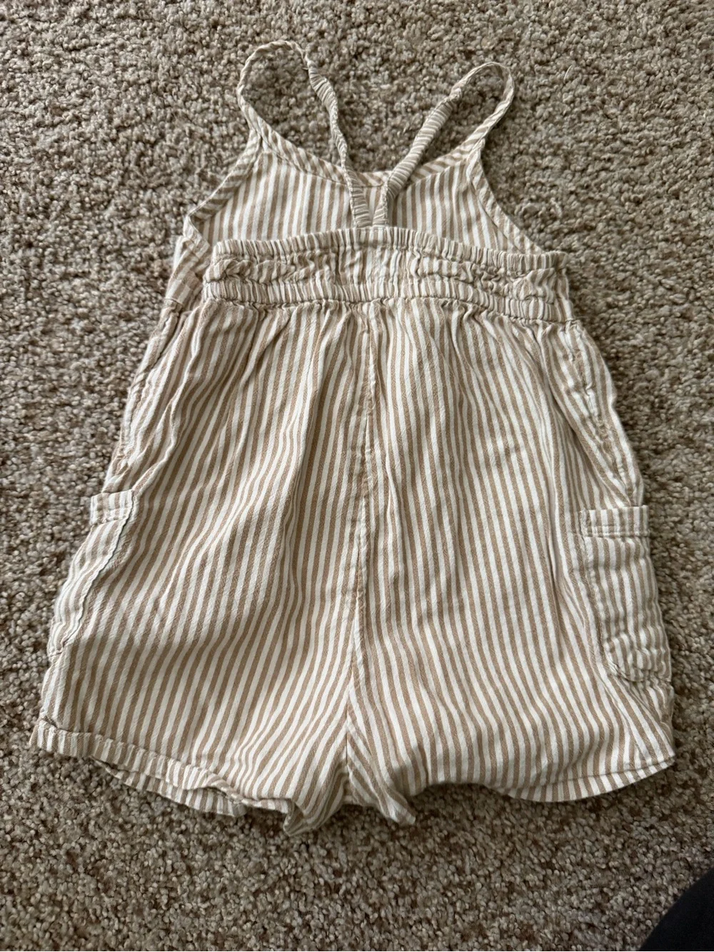 Old Navy Beige and White Striped Girls Romper